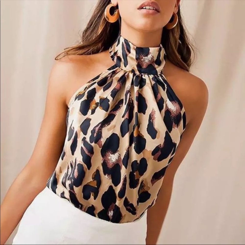 Leopard Print Halter Blouse - Picture 10 of 10